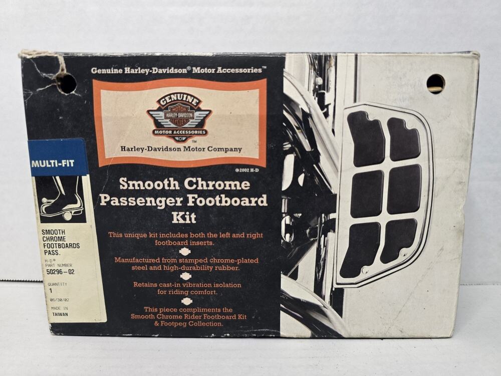 OEM Harley Davidson Smooth Chrome Passenger Floorboards NOS Touring FLT 50296-02